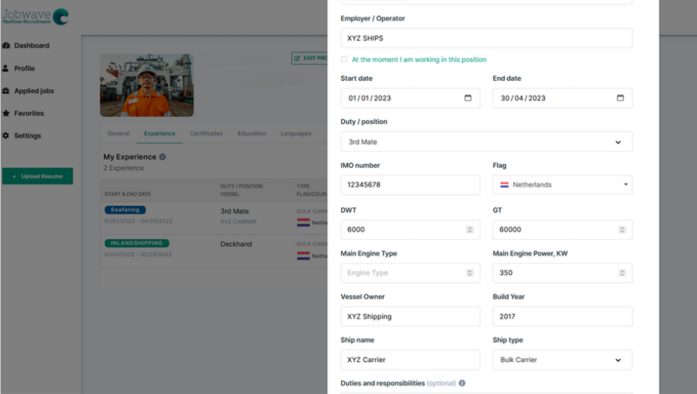 Maritime jobs JobWave start completing your experience